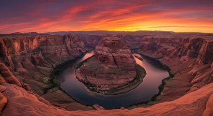 Grand canyon sunset with river loop