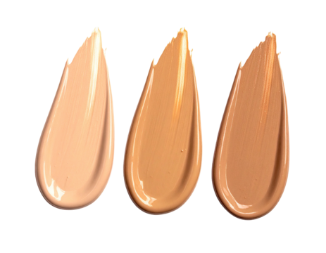 Three swatches of light, medium, and deep foundation shades