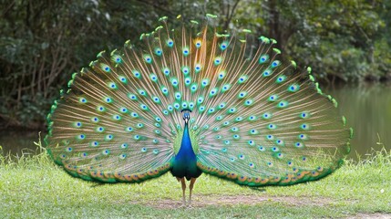 Obraz premium Peacock with magnificent tail