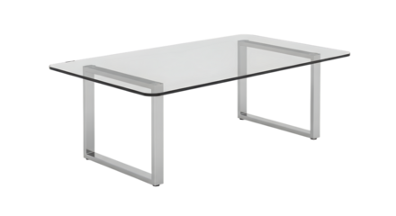 Modern Glass Top Table with Metal Legs on transparent background