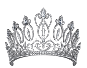  White and Silver Tiara with Diamonds PNG Transparent Background