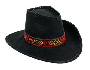 Black cowboy hat with decorative band (1)