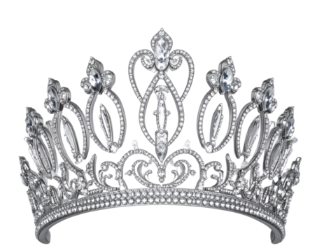  White and Silver Tiara with Diamonds PNG Transparent Background