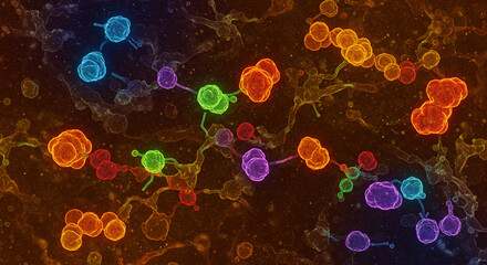 Hormones glowing as they regulate stress.