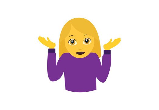 woman person shrugging his shoulders idk I don't know clueless emoji symbol sign icon vector illustration isolated flat female women