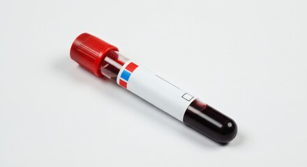 Blood Sample Vial of crimson for medical analysis White background.