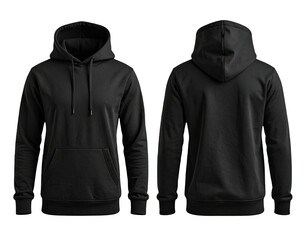 Front and back view of a plain black hoodie (14)