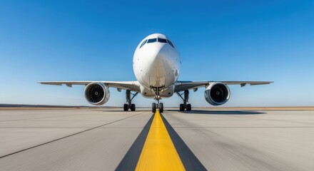Commercial Aircraft on Runway Ready for Takeoff