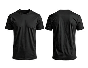 Front and back view of a blank black t-shirt (2)