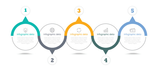 Infographic Circle element. Business infographics. circular layout diagram with 5 list of steps, circular layout diagram infographic element template. Vector illustration,