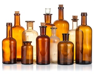 Vintage Amber Glass Bottles Collection.