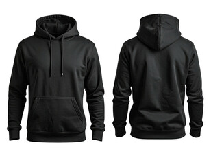 Front and back view of a plain black hoodie (15)