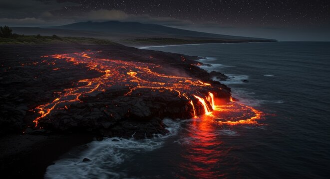 Lava flow meets ocean