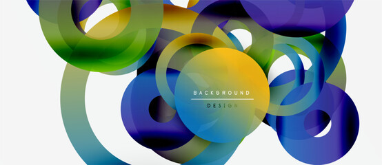 Abstract colorful shapes overlap. Vibrant gradients create dynamic composition. Modern design element for backgrounds, presentations.
