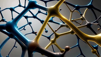 Abstract network connection science technology background blue gold illustration art 3d render - Powered by Adobe