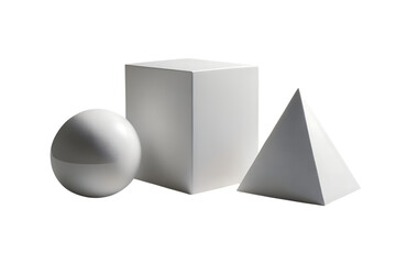 Geometric Shapes Still Life Egg Cube and Pyramid on Transparent Background