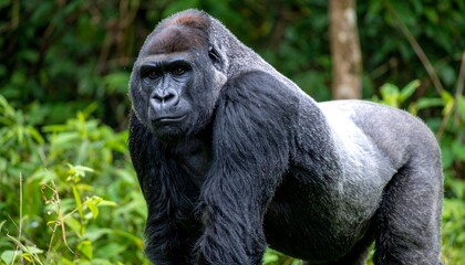 Obraz premium Gorilla in jungle habitat