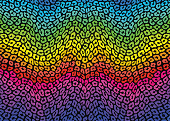 Leopard rainbow pattern design. Animal print vector illustration background. Wildlife fur skin design illustration for web, home decor, fashion, surface, graphic design