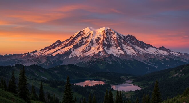 Majestic mountain peak at sunrise