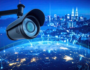 Surveillance camera overlooking a global network