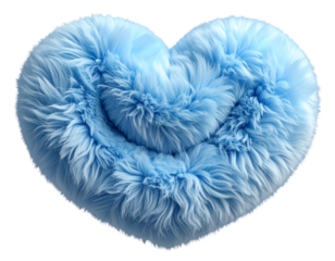  Soft Light Blue Plush Heart Shape PNG Transparent Background