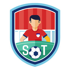Modern flat-style football club logo with player and ball