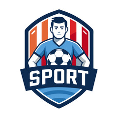 Soccer player holding soccer ball within a shield frame