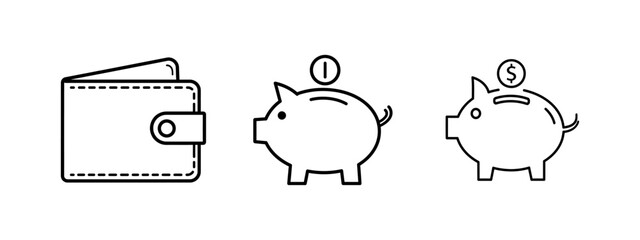 Wallet and piggy banks illustrating saving money concepts.