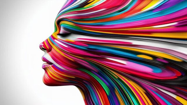 Colorful creative expression through vibrant artistic face paint showcasing beauty and individuality