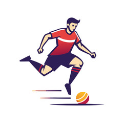 Dynamic soccer player logo with striking red and navy