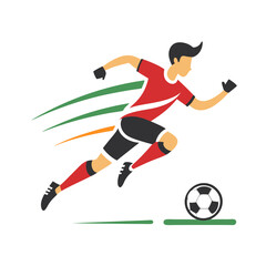 Dynamic soccer player running with speed trails graphic illustration