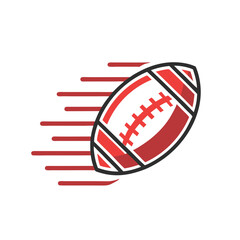 Flying American Football Red Speed Stripes Flat Graphic Style