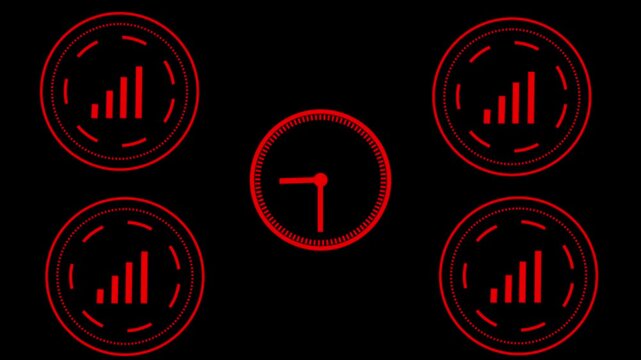 Neon Meeting Time icon.efficiency Management Icon. Business Concept. Flat Design Business concept timetable clock icon animation on black background.