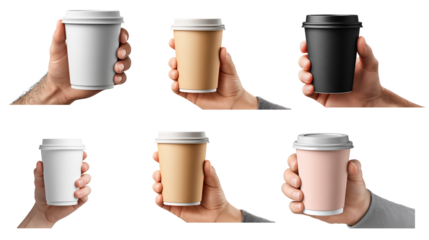 Hands Holding Various Colors Of Coffee To Go
People Enjoying Different Paper Coffee Cups, png, 