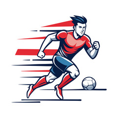 Dynamic soccer player runs with ball graphic vector illustration