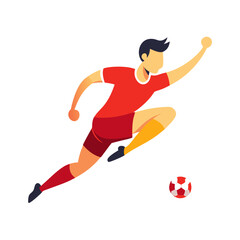 Flat illustration of a soccer player kicking the ball