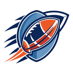 Stylized American football icon bursting forward at high speed