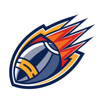 Dynamic football logo with fire tail and sharp edges