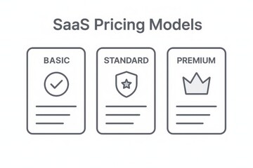 Business Pricing Models for Software as a Service Showcasing Basic Standard and Premium Options in a Minimalistic Design Focused on Subscriptions and Customer Engagement Strategies