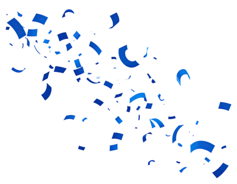 Abstract explosion of blue fragmented shapes against a black background