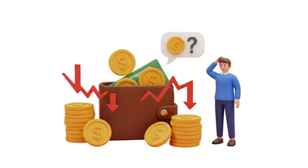 Confused Man and Falling Finances