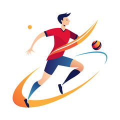 Dynamic vector illustration of a soccer player dribbling the ball