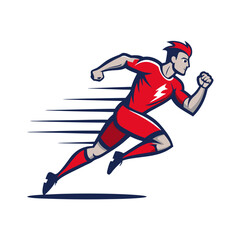 Obraz premium Dynamic stylized runner in motion with speed lines illustration