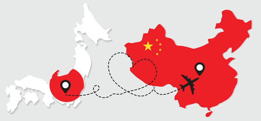 Airplane travel from Japan to China