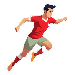 Dynamic soccer player sprinting with determination in a vector graphic