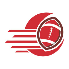 Fototapeta premium Flying American Football with Motion Lines Icon on White