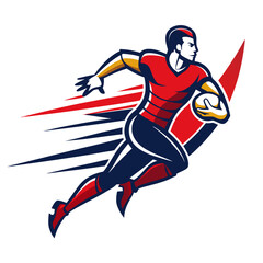 Dynamic rugby player in motion logo or graphic element