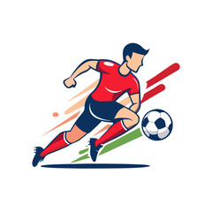 Energetic soccer player dribbling the ball with speed