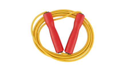 Isolated yellow jump rope with red handles fitness equipment skipping training, cardio tool