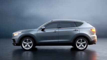 Luxury Silver Suv Car Isolated Cinematic Hdr Automotive Ultra Detailed Chrome Wheels And Accents With Foggy Background